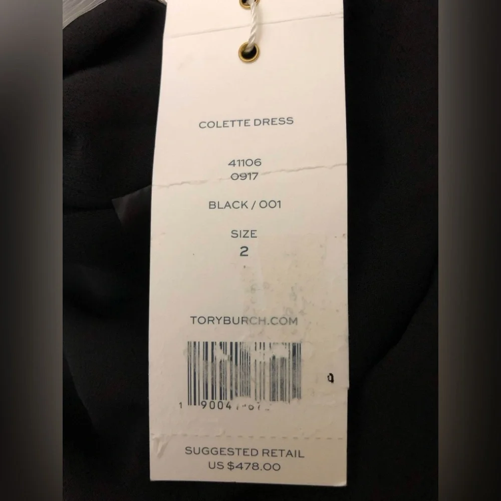 NWT Tory Burch Colette Black Silk Chiffon Sheer Long Sleeve Midi Dress